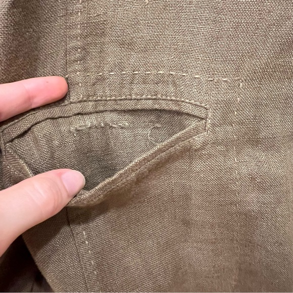Eileen Fisher 100% Irish Linen Button Down Tunic Jacket in Brown Women’s Large - Picture 4 of 8
